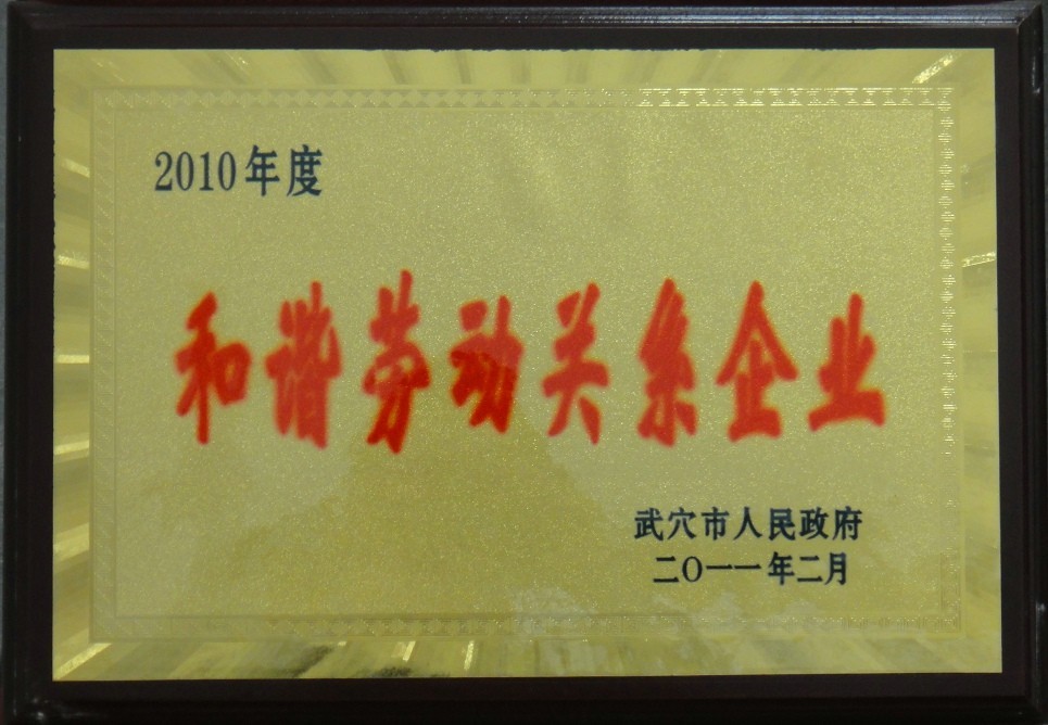 2010年度和谐劳动关系企业(黄冈亚东) 2010年度和谐劳动关系企业(黄冈亚东)