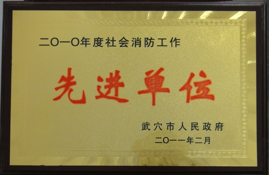 2010年度社会消防工作先进单位(黄冈亚东) 2010年度社会消防工作先进单位(黄冈亚东)