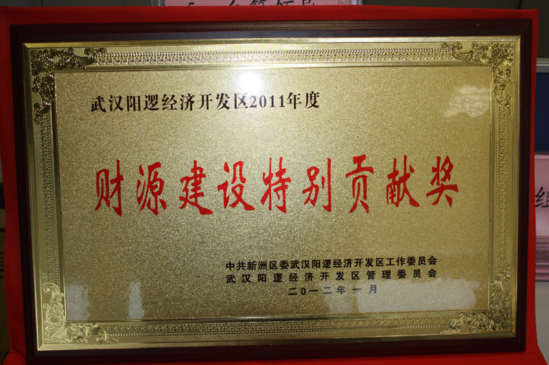 2011年度财源建设特别贡献奖(湖北亚东) 2011年度财源建设特别贡献奖(湖北亚东)