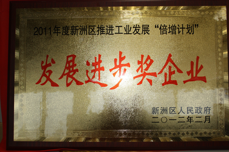 2011年度新洲区推进工业发展“倍增”计划发展进步奖(湖北亚东) 2011年度新洲区推进工业发展“倍增”计划发展进步奖(湖北亚东)