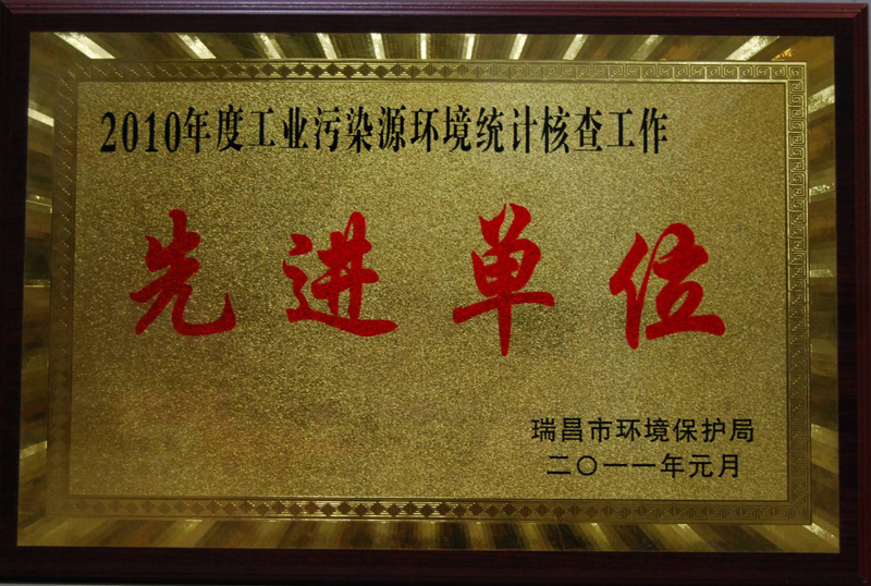 2010年度工业污染源环境统计核查工作先进单位(江西亚东) 2010年度工业污染源环境统计核查工作先进单位(江西亚东)