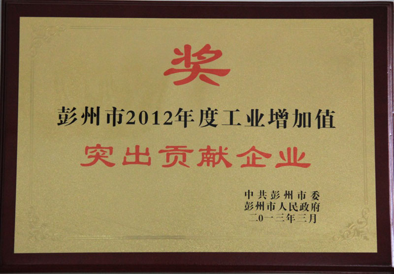 工业增加值突出贡献奖(四川亚东) 工业增加值突出贡献奖(四川亚东)