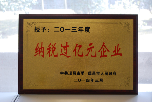 瑞昌市『纳税过亿元企业』(江西亚东) 瑞昌市『纳税过亿元企业』(江西亚东)