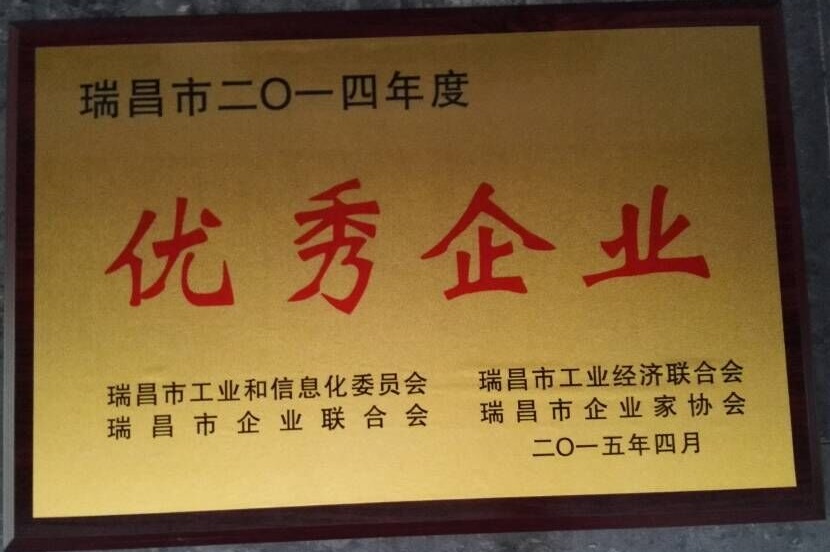 瑞昌市优秀企业奖(江西亚东) 瑞昌市优秀企业奖(江西亚东)