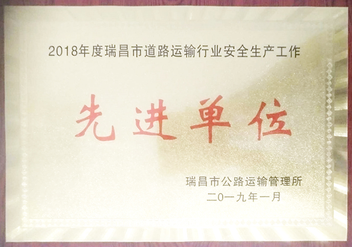 道路运输行业安全生产工作先进单位(江西亚利) 道路运输行业安全生产工作先进单位(江西亚利)